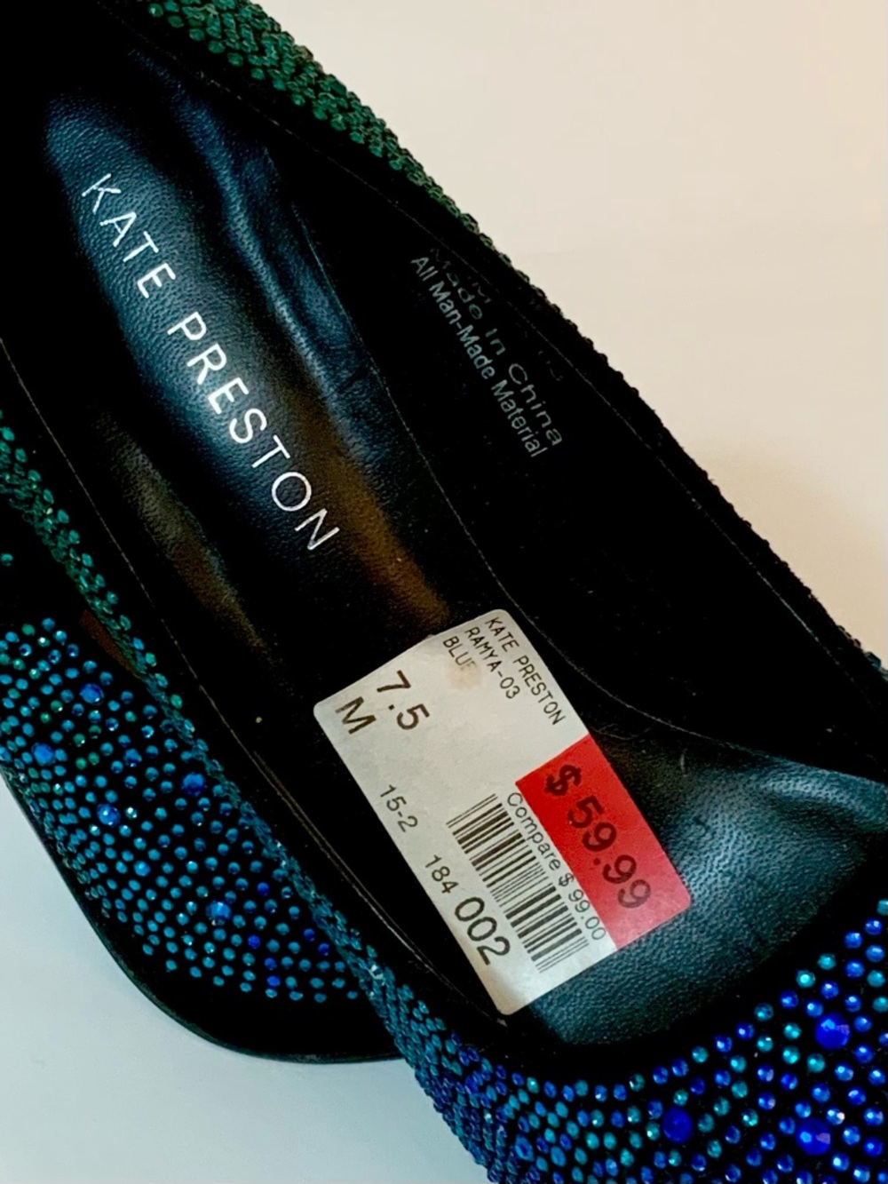 Kate Preston Teal & Blue Crystal High Heel Pumps - Picture 8 of 11